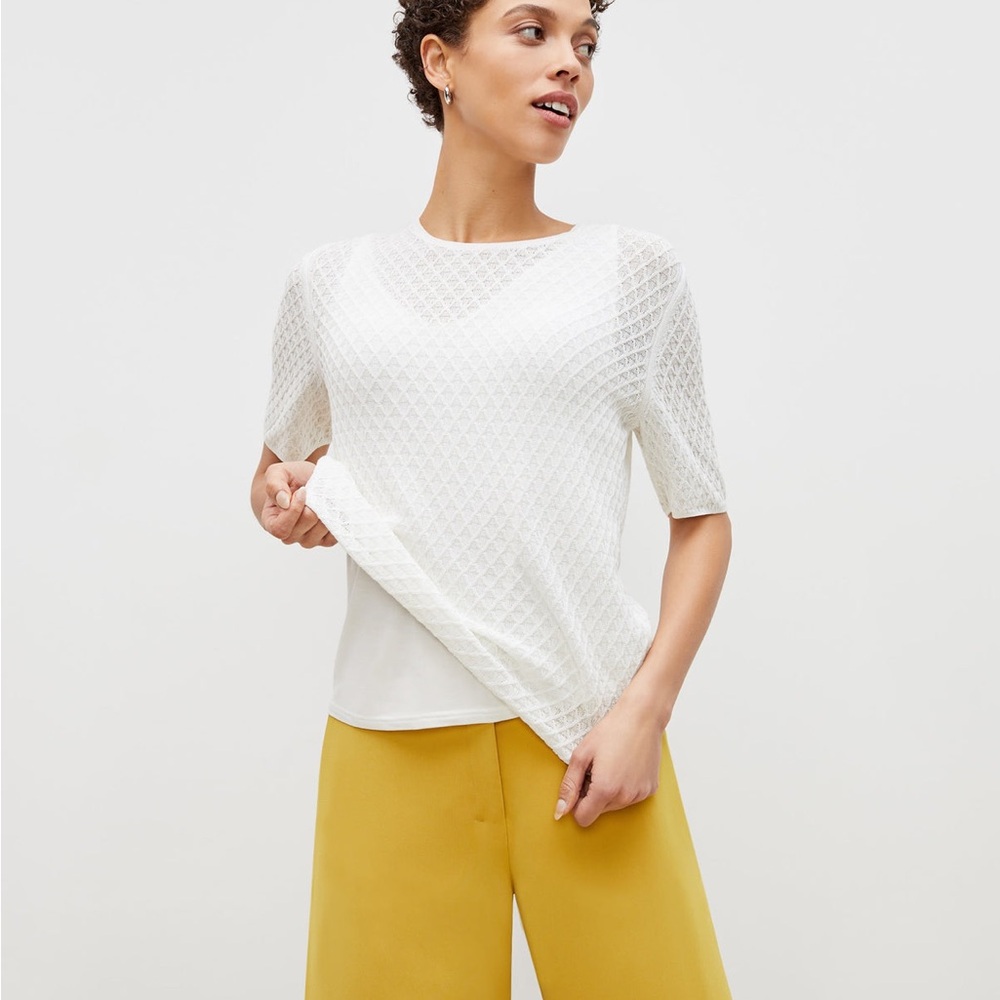 MM.LaFleur Natalie Top – Smocking Stitch | Cream | NWT